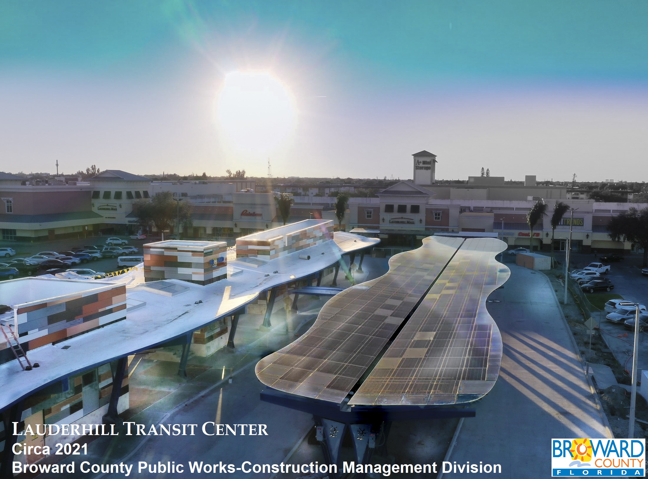 Lauderhill Transit Center Aerial view at Sunset